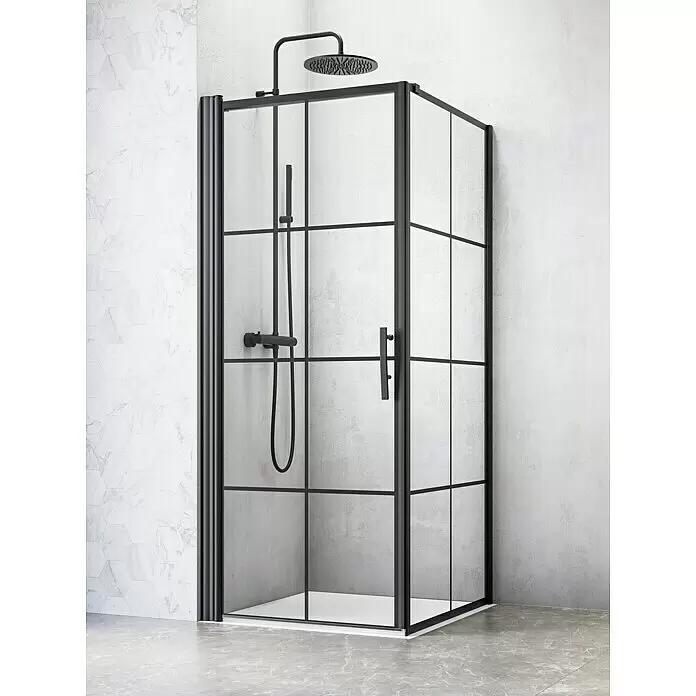 Camargue Göteborg Eckdusche G3+G7 - 90 x 90 x 202,2 cm, Beschichtet, Schwarz, Glasstärke: 6 mm - Stimmungsaufnahme
