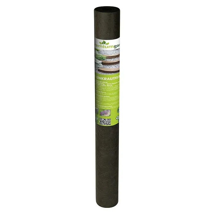Unkrautvlies - L x B: 25 x 1 m, Grammatur: 90 g/m² - Eine Rolle Premiumgarten Unkrautvlies, ein hochwertiges Produkt zur Unkrautbekämpfung im Garten und zur Bodenverbesserung.