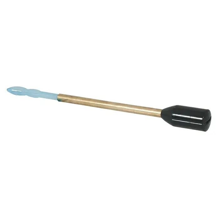 Westline Fischtöter 3 in 1 - Klingenlänge: 5 cm - Nahaufnahme eines Stechbeitels mit blauem Griff, Metallstab und schwarzem Griff.