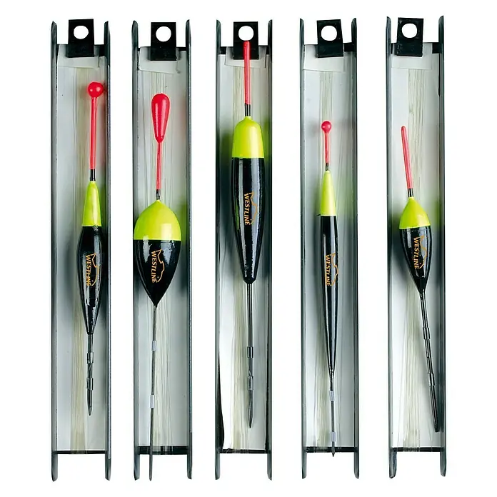 Westline Fertigangelsortiment Allround Set - Ø x L: 0,16 mm x 10 m - Fünf Westline Angelposen in verschiedenen Formen und Größen in ihren Verpackungen. Perfekt für jeden Angler!