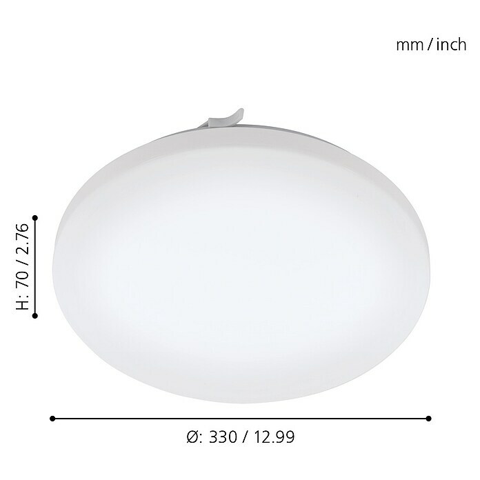 Eglo Zidna i stropna LED svjetiljka (17,3 W, Boja: Bijelo, Ø x V: 33 x 7 cm)