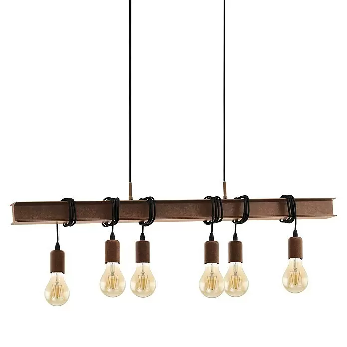 Eglo Townshend Pendelleuchte - B x H: 7 x 110 cm, Antik Braun, 360 W - Detailaufnahme