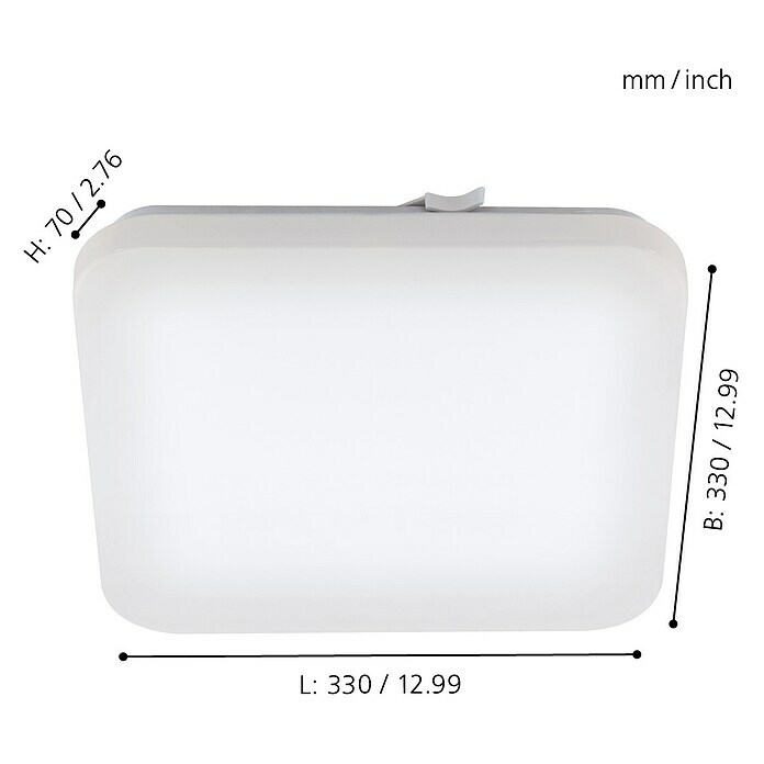 Eglo LED-Wand- & Deckenleuchte Frania (17,3 W, Farbe: Weiß, L x B x H: 33 x 33 x 7 cm)
