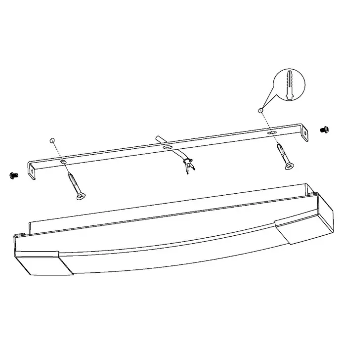 Eglo LED-Spiegelleuchte Siderno - 8,3 W, L x B x H: 5,5 x 35 x 6 cm, Weiß, Chrom, Neutralweiß - Die Abbildung zeigt eine Explosionszeichnung einer Lampenhalterung, die die Montage des Produkts veranschaulicht.