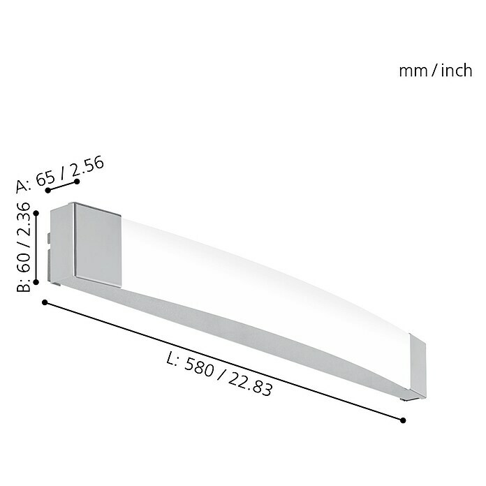 Eglo LED-Spiegelleuchte (16 W, Farbe: Weiß/Chrom, L x B x H: 6,5 x 58 x 6 cm)