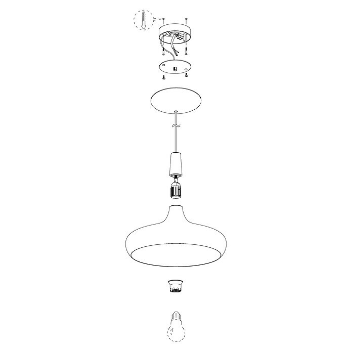Eglo Okrugla viseća svjetiljka (60 W, Bijelo, Ø x V: 40 x 110 cm)