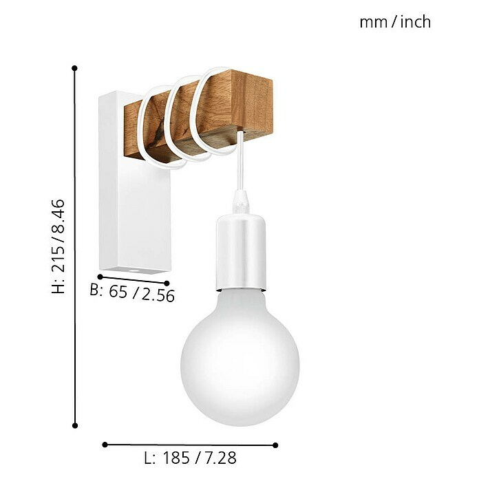 Eglo Townshend Aplique de pared (10 W, L x An x Al: 19 x 6,5 x 21,5 cm, Blanco, E27) | BAUHAUS