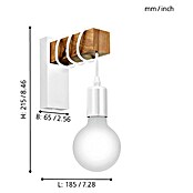 Eglo Townshend Aplique de pared (10 W, L x An x Al: 19 x 6,5 x 21,5 cm, Blanco, E27) | BAUHAUS
