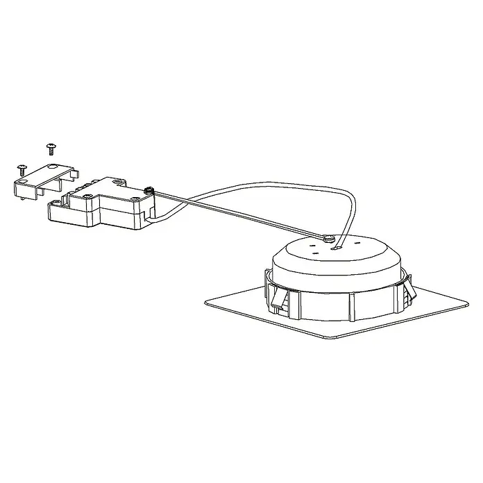 Eglo LED-Einbauleuchte Pineda - 6 W, L x B x H: 8,4 x 8,4 x 4 cm, Nickel matt, Warmweiß - Draufsicht auf eine LED-Einbauleuchte mit Treiber und Anschlussklemmen, geeignet für Deckeninstallationen. Inklusive Befestigungsschrauben.