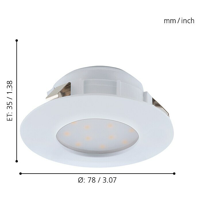 Eglo LED-Einbauleuchten-Set Pineda (3 x 6 W, Warmweiß, Durchmesser: 7,8 cm, Weiß, 3 Stk.)