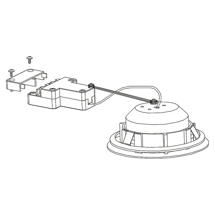 Eglo LED-Einbauleuchten-Set Pineda - 18 W, Weiß, 3 Stk., Warmweiß, 7,8 x 3,5 cm - Darstellung eines elektrischen Geräts mit Schrauben, einer Abdeckung und Kabeln. Das Gerät scheint Teil einer Beleuchtungseinrichtung zu sein.