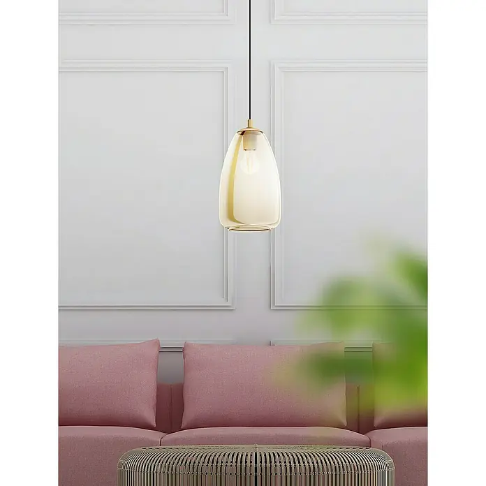 Eglo Pendelleuchte Alobrase - Höhe: 110 cm, Anzahl Leuchtmittel: 1 Stk., Amber - Elegante Pendelleuchte mit bernsteinfarbenem Glas, die eine warme Atmosphäre schafft. Perfekt für moderne Wohnräume.