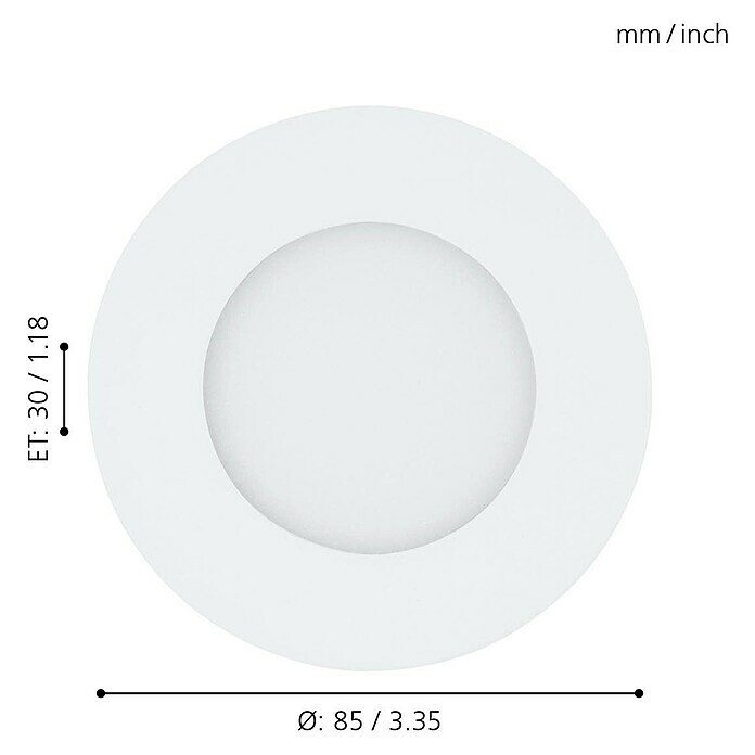 Eglo LED-Einbauleuchten-Set Fueva (3 W, Warmweiß, Durchmesser: 8,5 cm, Weiß)