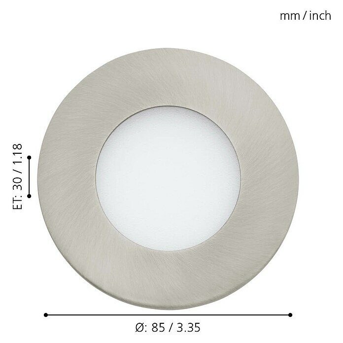 Eglo LED-Einbauleuchten-Set Fueva 1 (3 x 2,7 W, Nickel matt, Durchmesser: 8,5 cm, 3 Stk.)
