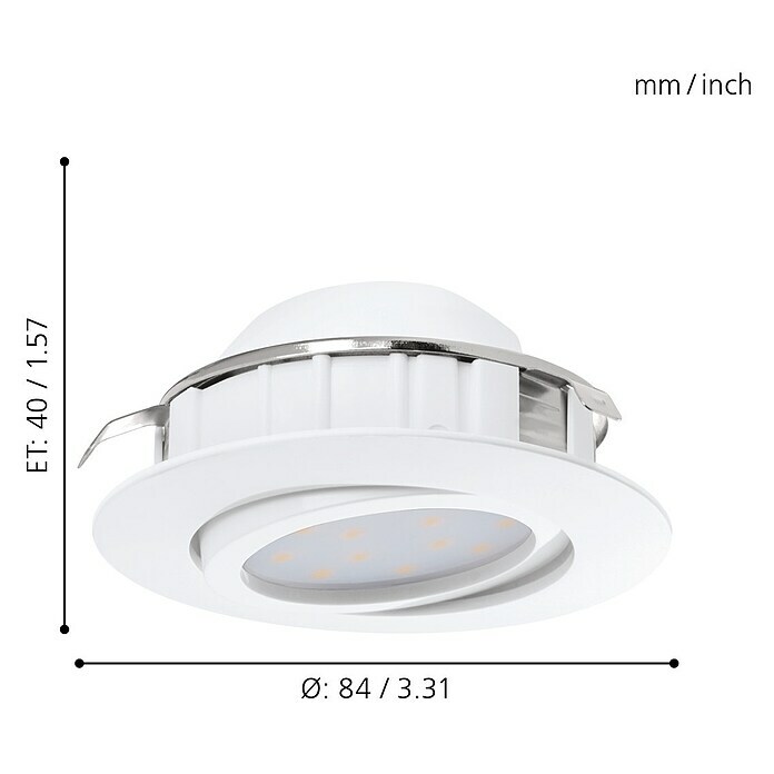 Eglo LED-Einbauleuchten-Set Pineda (6 W, Weiß, Durchmesser: 8,4 cm, 3 Stk.)
