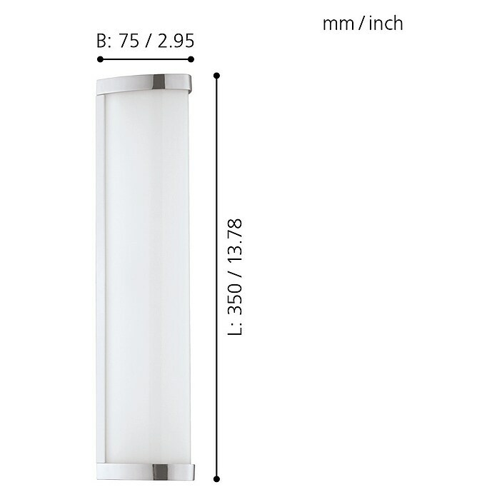 Eglo LED-Wandleuchte (8,3 W, Chrom, L x B x H: 35 x 7,5 x 7,5 cm)