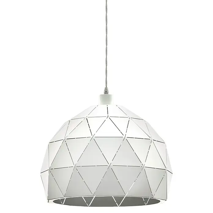 Eglo Roccaforte Lámpara colgante redonda - Altura: 110 cm, Blanco - Lámpara colgante blanca con diseño geométrico. La lámpara es un verdadero punto de atracción y crea un ambiente moderno.