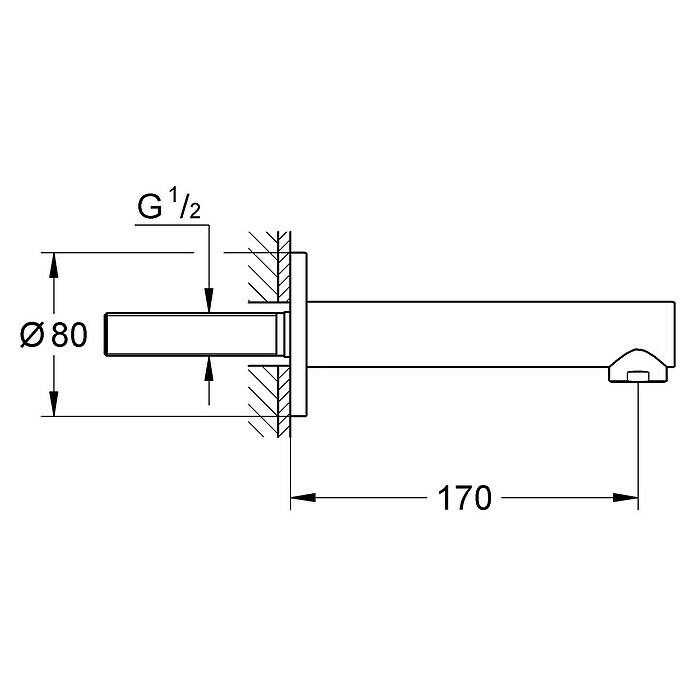 Grohe Concetto WanneneinlaufChrom, Glänzend Sketch