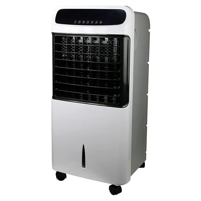 PR Klima Climatizador evaporativo 13 L - Blanco/Negro, Altura: 81 cm - Un enfriador de aire portátil en blanco y negro, ideal para mejorar la calidad del aire y la refrigeración en espacios residenciales.