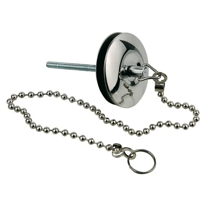 Ventilkette Halter - Länge: 30 cm - Glänzender Badewannenstöpsel mit Kette und Schraube, ideal für Badezimmerausstattungen. Sorgt für einen dichten Verschluss und stilvolle Optik.