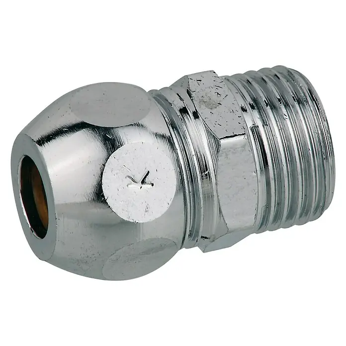 Quetschverschraubung 3 - ½" x 10 mm, Verchromt - Glänzendes, verchromtes Sanitärteil mit Gewinde für Wasseranschlüsse, ideal für Installationen in Bad und Küche.