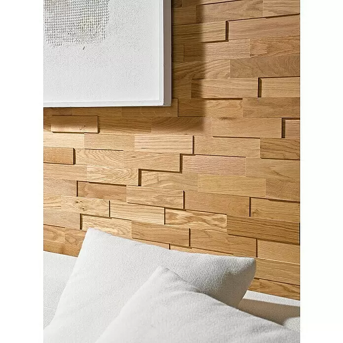 Wodewa Holzriemchen 200 Eiche Natur - L x B: 200 x 50 mm, 2 mm - 6 mm, Max. Anwendungsfläche: 1 m², UV-geölt - Detailaufnahme