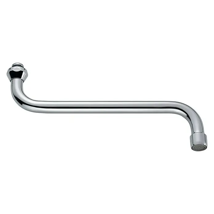 S-Auslauf - ¾″, Länge: 250 mm, Chrom - Verchromter Wasserhahn mit geschwungener Form für Bad oder Küche. Eine elegante und funktionale Armatur.