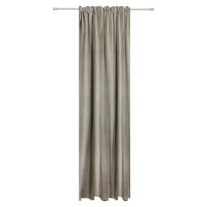 Verdunkelungsvorhang Dim - B x H: 135 x 245 cm, 100 % Polyester, Sand - Grauer Vorhang mit Faltenaufhängung an einer Metallschiene. Sorgt für Privatsphäre und dunkelt den Raum ab.