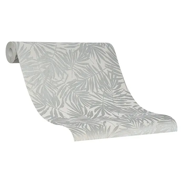 Marburg La Veneziana IV Vliestapete Palmenblätter - Beige/Grau, Floral, 10,05 x 0,53 m - Eine Rolle graue Tapete mit einem stilvollen, zarten Blättermuster, ideal für eine elegante Wandgestaltung.