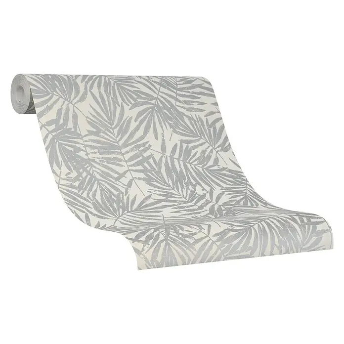 Marburg La Veneziana IV Vliestapete Palmenblätter - Grau/Beige, Floral, 10,05 x 0,53 m - Die stilvolle Tapete mit zarten, grauen Palmenblattmotiven sorgt für ein tropisches Flair in jedem Raum. Perfekt für eine moderne und entspannte Atmosphäre.