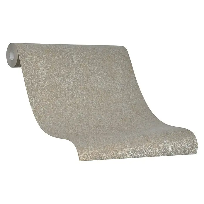Marburg La Veneziana IV Vliestapete - Braun, Grafisch, 10,05 x 0,53 m - Rolle grauer Tapete mit einem feinen, floralen Muster, ideal für eine stilvolle Wandgestaltung im Wohnbereich.