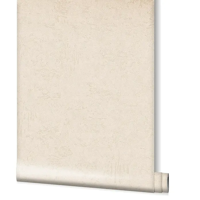 Marburg Sand & Stones Vliestapete Casual Struktur - Beige, Uni, 10,05 x 0,53 m - Nahaufnahme einer Rolle cremefarbener Struktur-Tapete, die eine warme und elegante Atmosphäre für jeden Raum schafft.