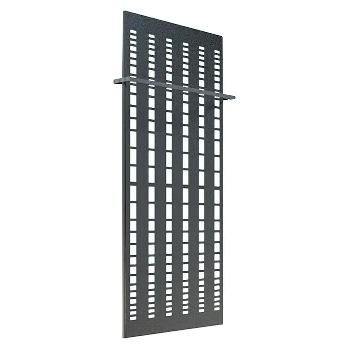 Szagato Designheizkörper Broken Mirror 2 - B x H: 470 x 1.200 mm, Wärmeleistung bei Vorlauftemperatur von 75 °C (D: 50): 799 W, Mit 1 Handtuchhalter (15 mm) - Metallpaneel mit rechteckigen Aussparungen und einer horizontalen Stange. Geeignet als Trennwand oder dekoratives Element.