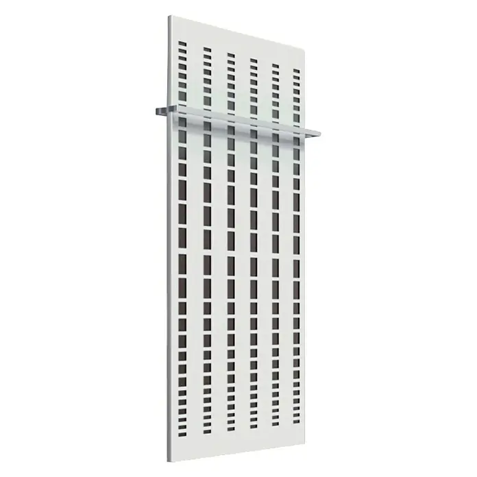 Szagato Designheizkörper Broken Mirror 2 - B x H: 470 x 1.200 mm, Wärmeleistung bei Vorlauftemperatur von 75 °C (D: 50): 799 W, Moonstone-Grau/Weiß, Mit 1 Handtuchhalter (15 mm) - Moderner Heizkörper mit Handtuchhalter. Stilvolles Design mit vertikalen Schlitzen für ein effizientes und elegantes Badezimmer.