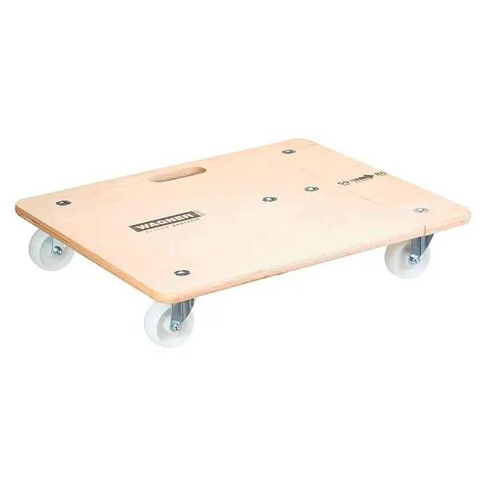 Wagner System Transportroller MM 1332 - Traglast: 200 kg, Holz, B x H: 490 x 135 mm - Produktansicht eines WAGNER Möbelrollers aus Holz mit Rollen. Erleichtert den Transport von Möbeln und Gegenständen im Haushalt.