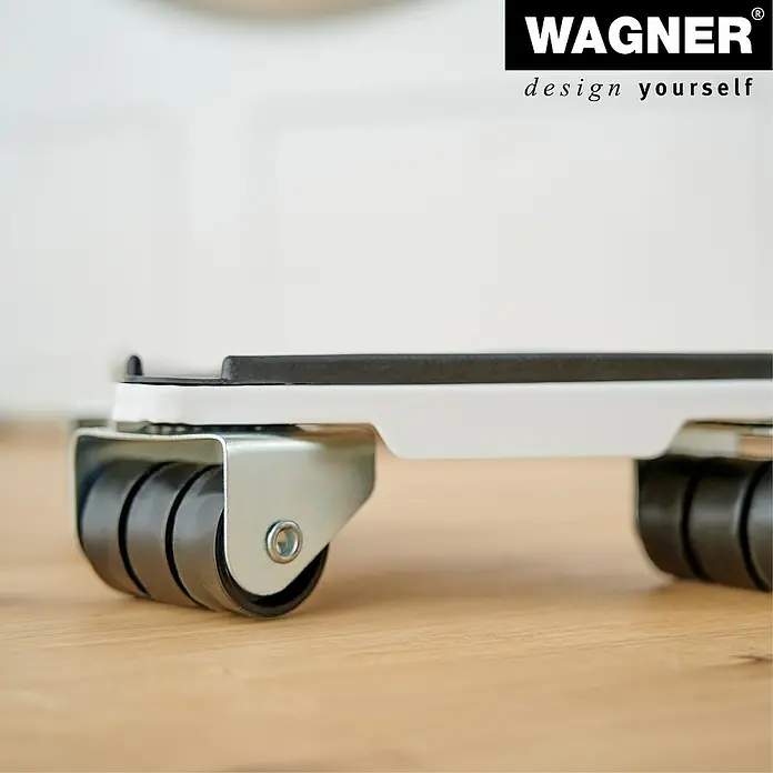 Wagner System Transportroller MM 1191 - L x B x H: 230 x 170 x 50 mm, Traglast: 250 kg, Stahl - Eine Rollbrettaufnahme zeigt die Mobilität und Stabilität des Wagner Produkts.