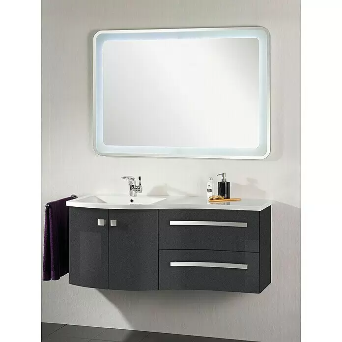 Camargue Wave Waschtischunterschrank - 118,4 x 54 x 49,8 cm, Grafit, DIN Anschlag: Links - Stimmungsaufnahme