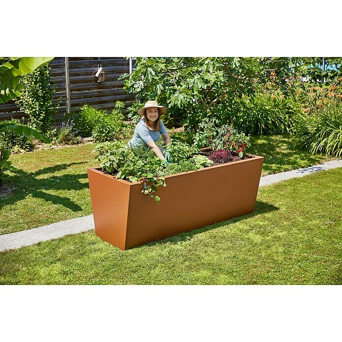 Gutta Hochbeet Valenta 200 (200 x 90 x 80 cm, Aluminium, Rost Eisen) | BAUHAUS