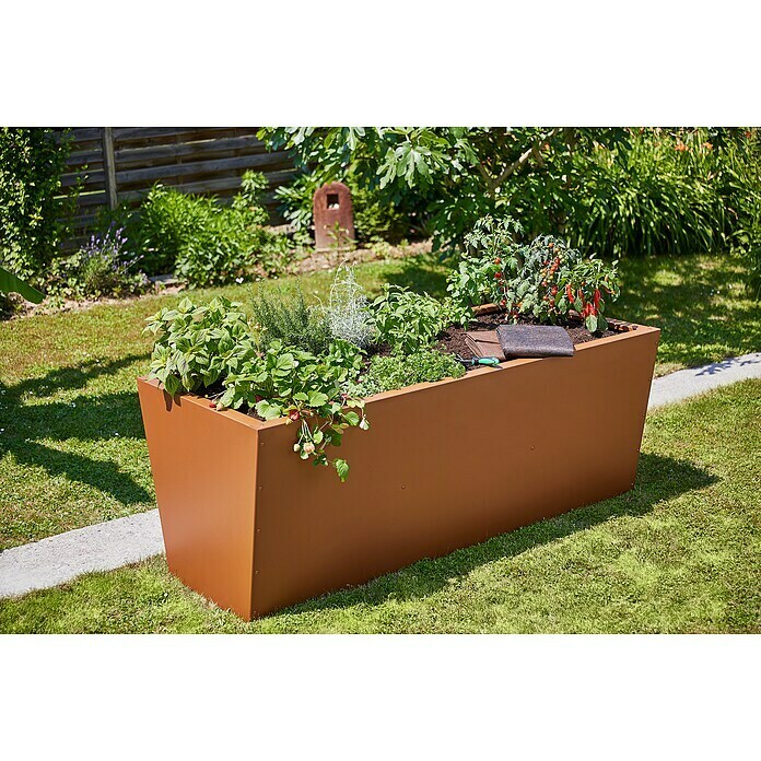 Gutta Hochbeet Valenta 200 (200 x 90 x 80 cm, Aluminium, Rost Eisen) | BAUHAUS