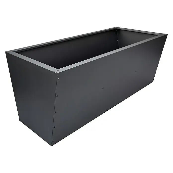 Gutta Hochbeet Valenta 200 - 200 x 90 x 80 cm, Aluminium, Anthrazit - Ein stilvoller, grauer Blumenkasten aus Metall, perfekt für die Gestaltung von Gärten, Balkonen oder Terrassen. Die moderne Pflanzbox bietet Platz für Pflanzen.