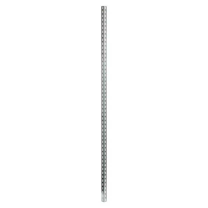 Regalux Winkelprofil - L x B x H: 4 x 4 x 200 cm, Verzinkt - Das Bild zeigt eine Nahaufnahme einer Wand mit Dübeln, die ein wiederholtes Muster von Befestigungspunkten bilden. Die Oberfläche wirkt rau und industriell.