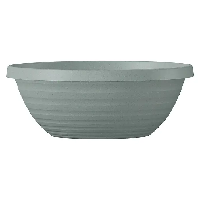 Scheurich Country Star Pflanzschale rund - Außenmaß (Ø x H): 39 x 14,7 cm, Kunststoff, Granite grey - Grauer Pflanztopf mit gerippter Textur und breitem Rand, ideal für den Innen- und Außenbereich. Ein dekoratives Element für Pflanzenliebhaber.