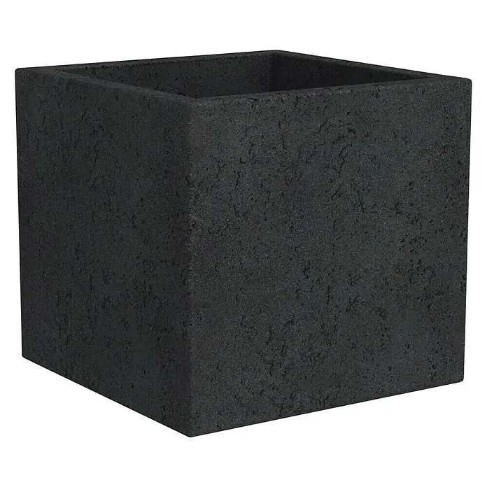 Scheurich Pflanzkübel eckig C-Cube - Außenmaß (L x B x H): 38 x 38 x 33 cm, Kunststoff, Schwarz - Schwarzer quadratischer Pflanzkübel mit rauer Textur, ideal für den Innen- und Außenbereich, um Pflanzen stilvoll zu präsentieren.