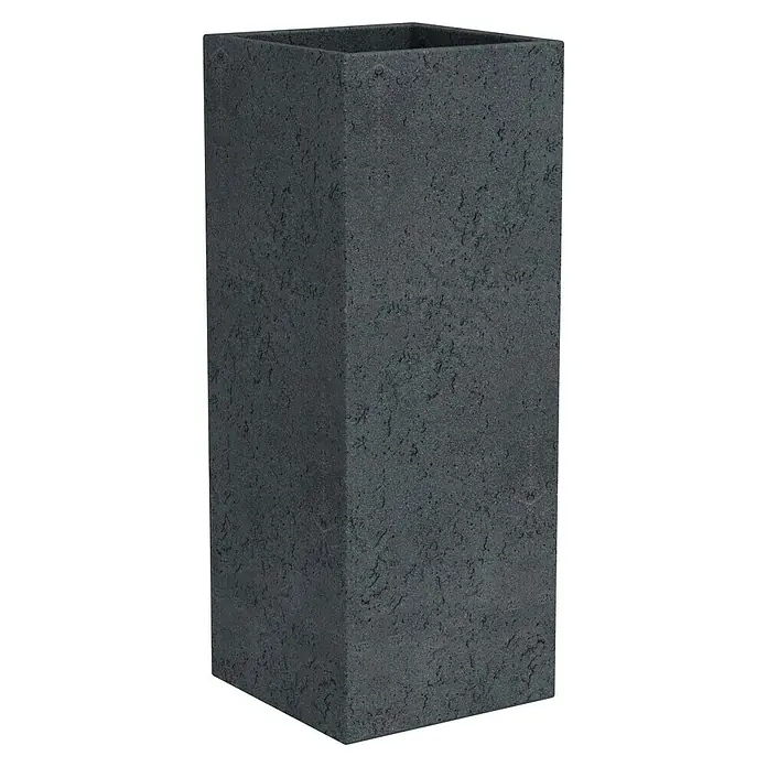Scheurich Pflanzsäule eckig C-Cube - Außenmaß (L x B x H): 26 x 26 x 69,8 cm, Kunststoff, Schwarz - Eleganter, quadratischer Pflanzkübel in Anthrazit mit rauer Textur. Ideal für den Innen- und Außenbereich, um Pflanzen stilvoll zu präsentieren.