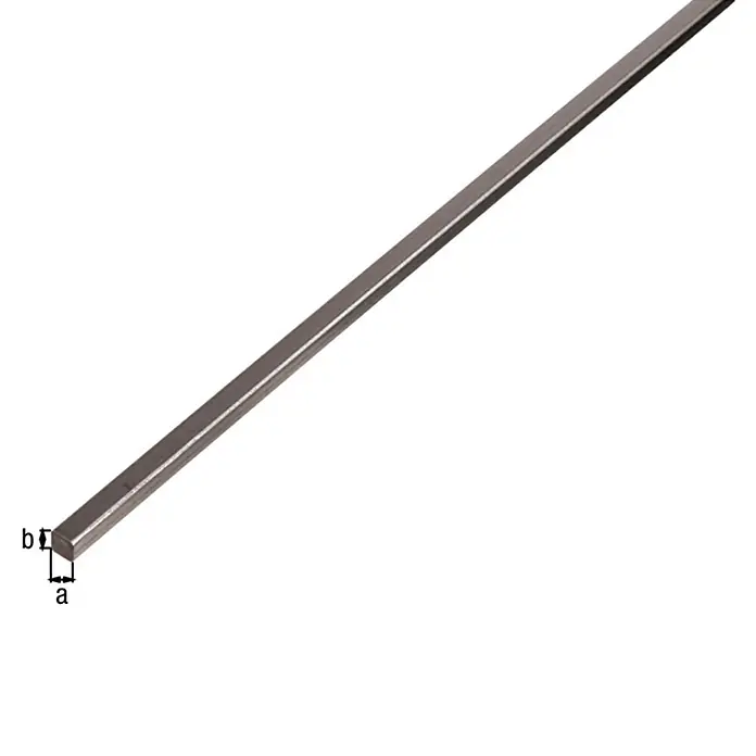 Alberts Barra maciza cuadrada - L x An x Al: 3.000 x 12 x 12 mm, Acero gris - Primer plano de una lima cuadrada utilizada para dar forma a metal o madera. Una herramienta precisa para detalles y suavizado.