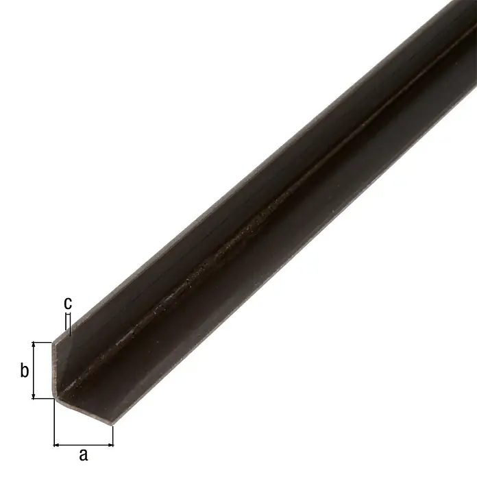 Alberts Perfil angular - 3.000 x 20 x 20 mm, Espesor: 3 mm, Acero gris - Perfil angular de acero con indicaciones a, b y c para las longitudes de los lados. Ideal para estructuras.