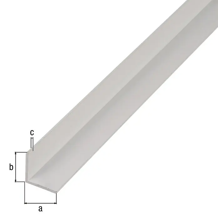 Alberts Perfil angular - 1.500 x 15 x 15 mm, Espesor: 1,5 mm, Aluminio, Blanco - Perfil angular de aluminio con dimensiones a, b y c, ideal para proyectos de bricolaje y construcción profesional.