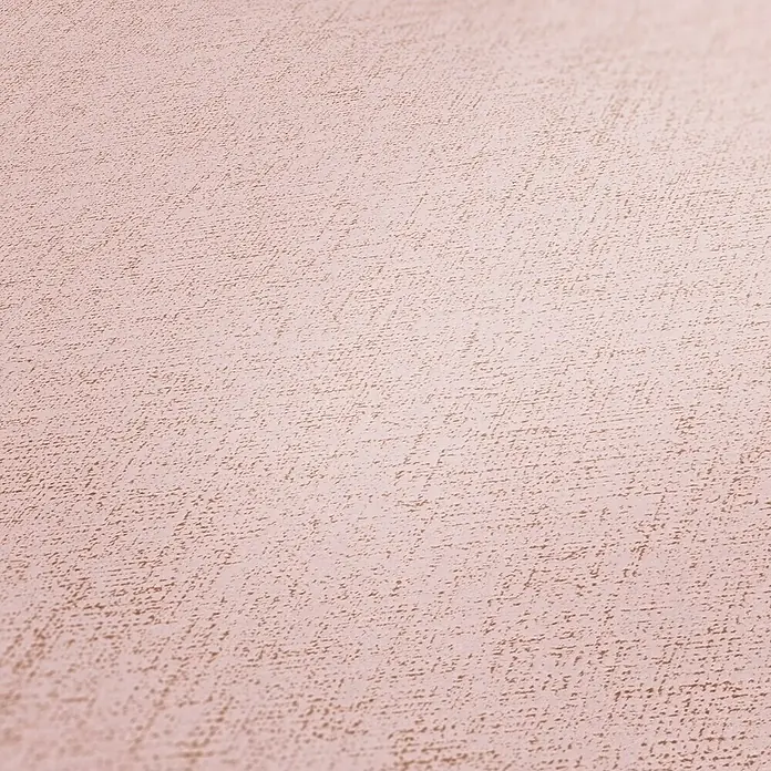 A.S. Création New Elegance Vliestapete Struktur-Uni - Rosa, Uni, 10,05 x 0,53 m - Nahaufnahme einer strukturierten, rosafarbenen Tapete, die eine subtile Eleganz und Wärme ausstrahlt, ideal für ein gemütliches Ambiente im Raum.
