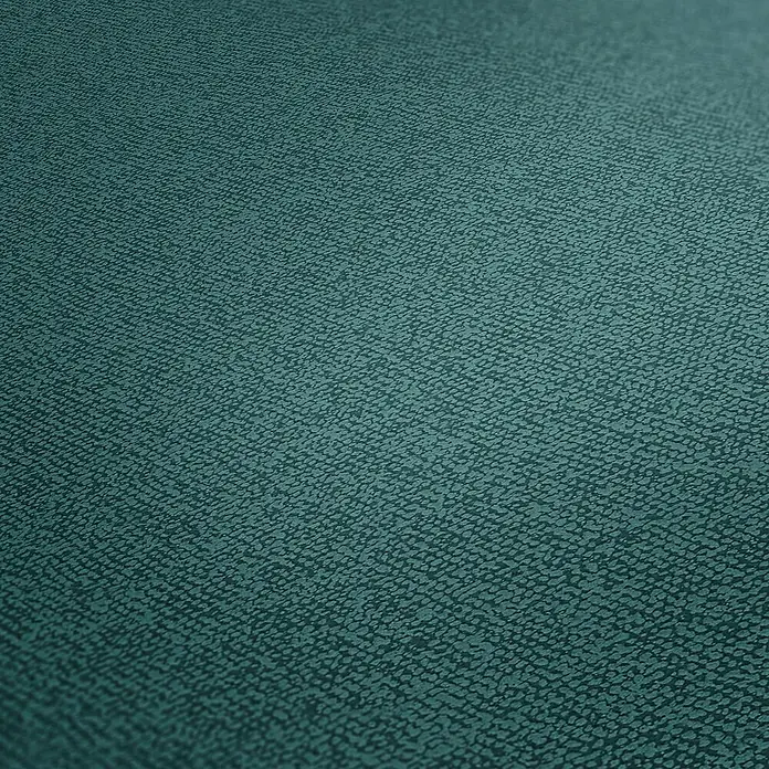 A.S. Création New Elegance Vliestapete I - Grün, Uni, 10,05 x 0,53 m - Nahaufnahme eines strukturierten, türkisfarbenen Stoffes, der eine subtile Eleganz und taktile Qualität für Polsterarbeiten oder Textilien bietet.