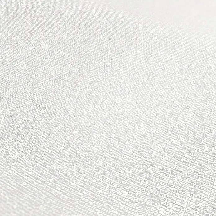 A.S. Création New Elegance Vliestapete - Altweiß, Uni, 10,05 x 0,53 m - Nahaufnahme einer weißen, strukturierten Vinyltapete, die eine subtile Eleganz und Textur für moderne Innenräume bietet.